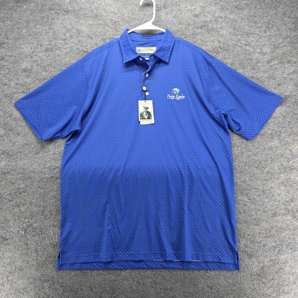 Donald Ross Sportswear Polo Shirt Mens M Blue Polka Dot Classic Fit Short Sleeve